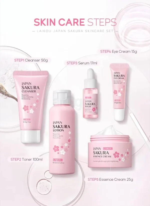 Laikou Japan Sakura Skincare Set – 5 Pcs - Image 3