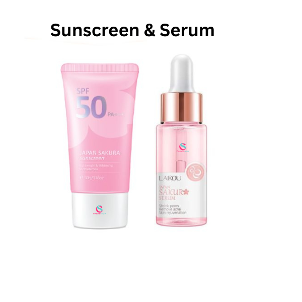 Laikou Japan Sakura Face Sunscreen SPF50 PA+++Laikou Japan Sakura Serum – 17ml(Combo)