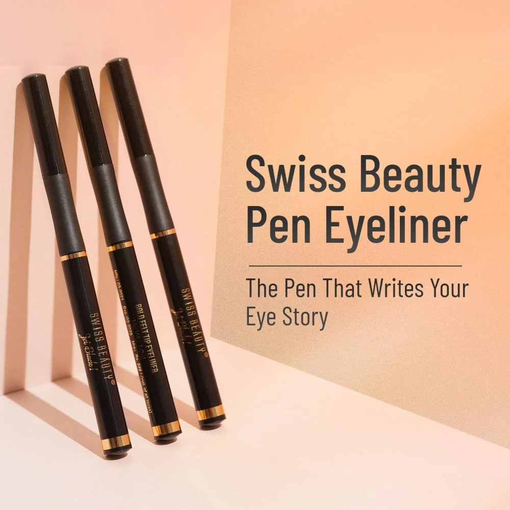Swiss Beauty Jet Black Bold Felt Tip Eyeliner - Image 2